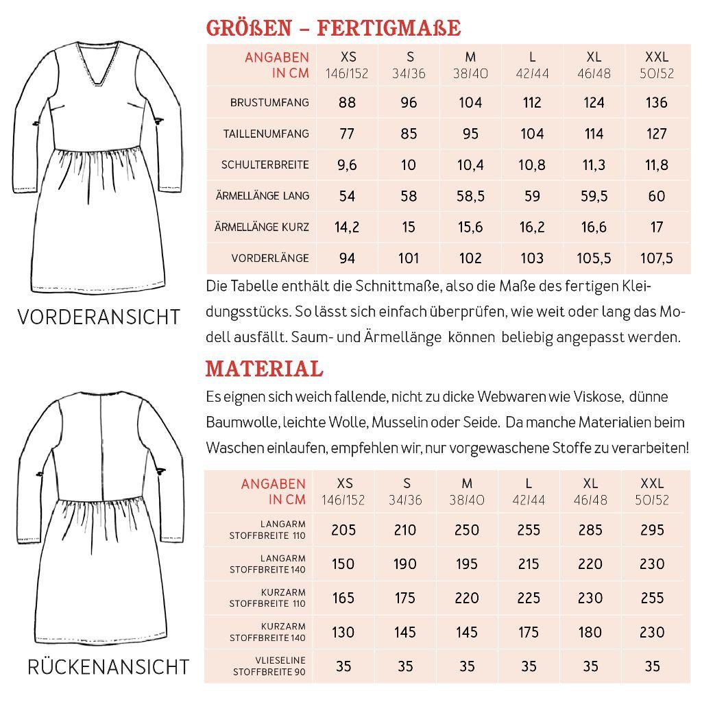 Papierschnittmuster Kleid mit Rockteil Frau Mary XS-XXL